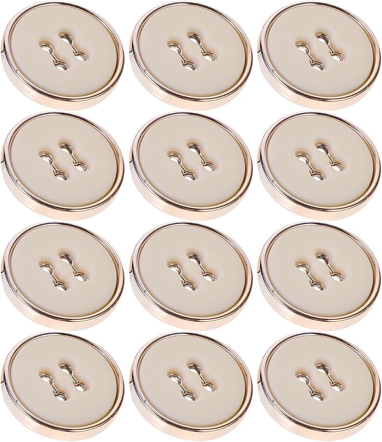 أزرار معطف مستديرة ذات حواف ذهبية وأربعة عيون مقاس 25 ملم لخياطة معاطف وسترات وبدلات السيدات - Image 1